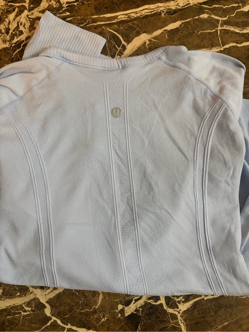 lululemon athletica light blue long sleeve seamless top